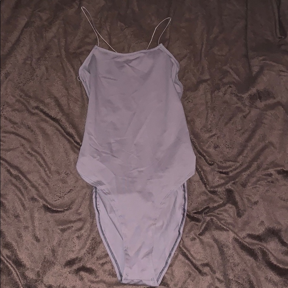 Grey Open Back Bodysuit